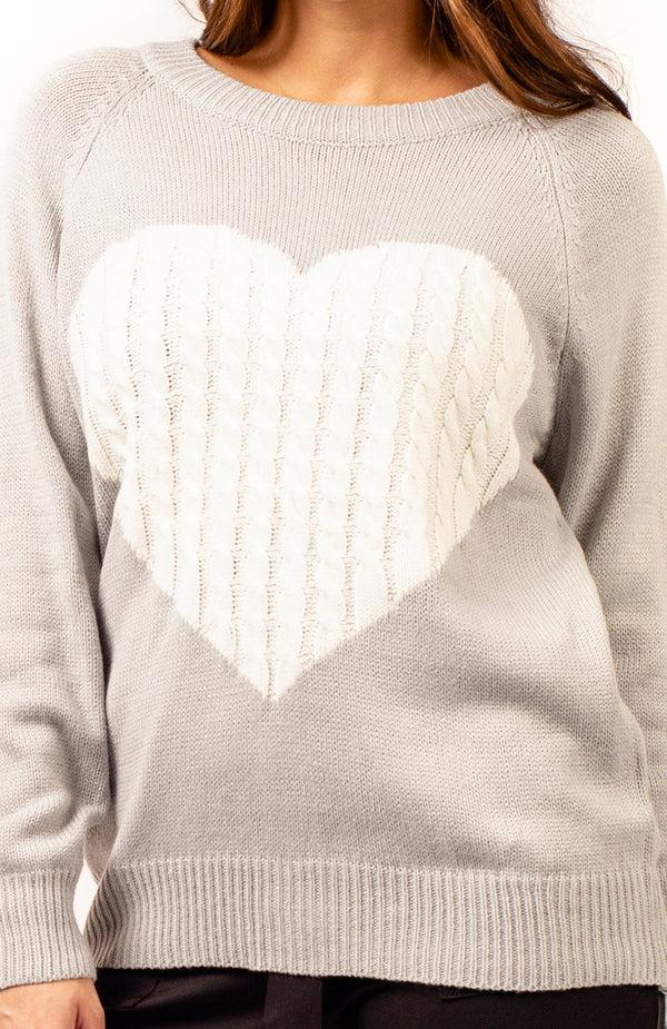 Black Coral Grey Hearts Knitted Jumper