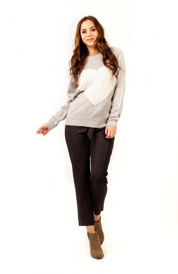 black coral Grey Hearts Knitted Jumper