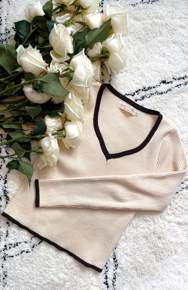 Black Coral Latte Kisses Knit Jumper Beige