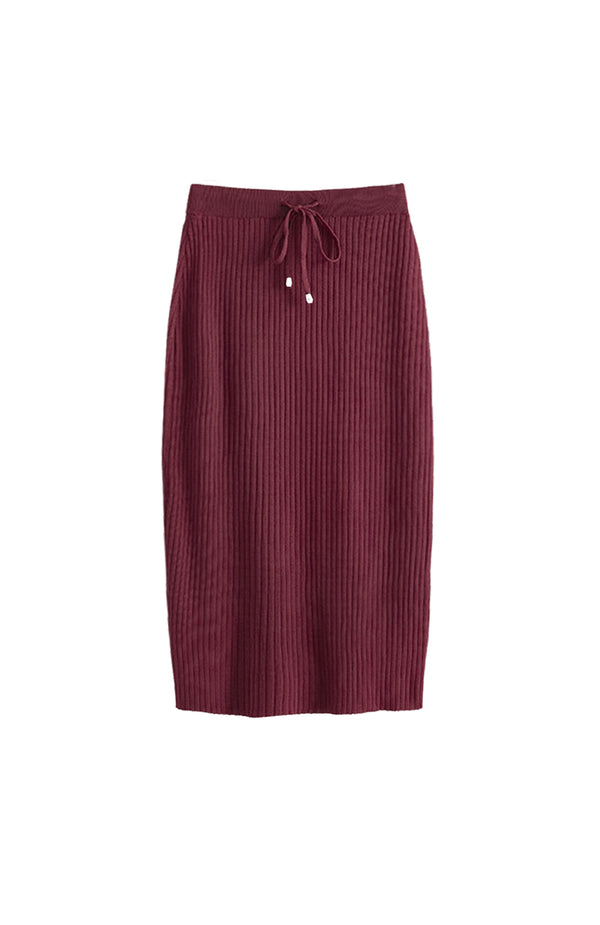 black coral Lotus Knit Skirt Red