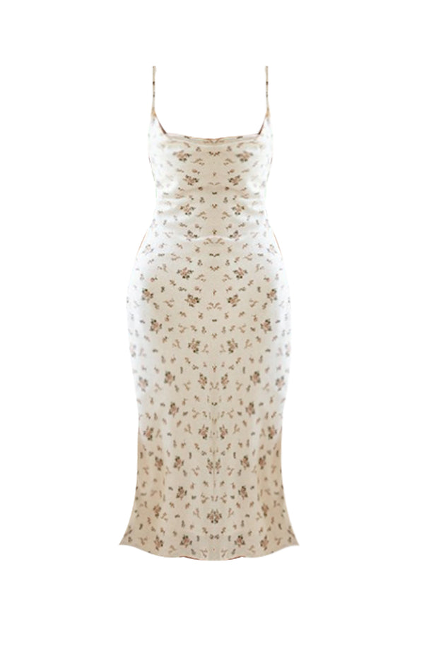 black coral Lover in the Garden Midi Floral Dress