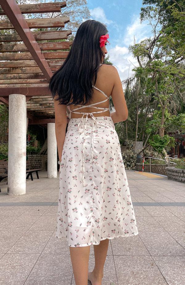 Black Coral Lover In The Garden Midi Floral Dress