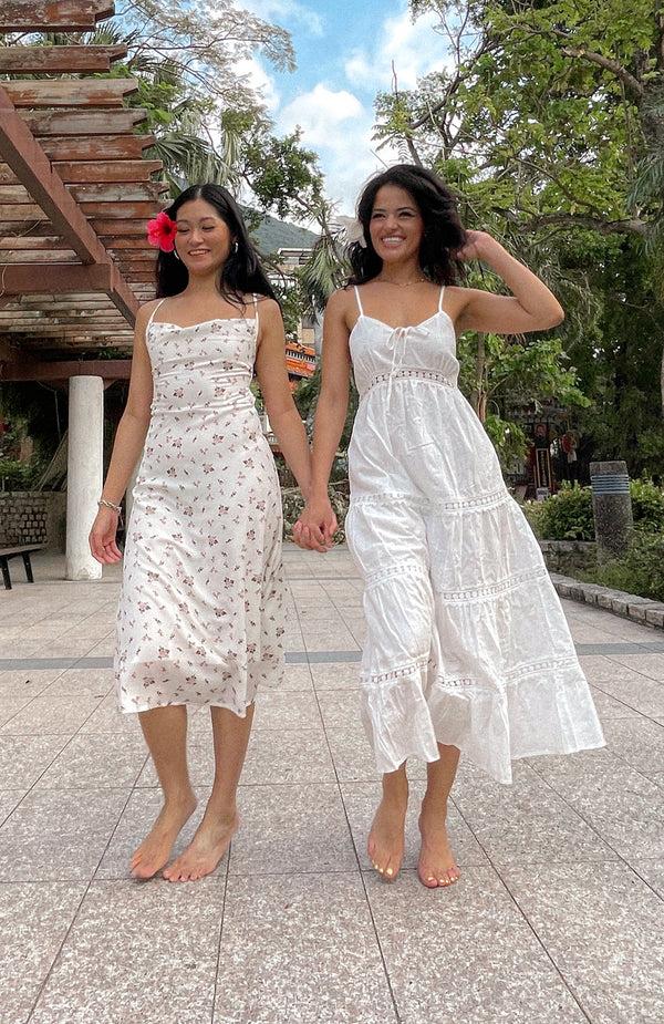 black coral Lover in the Garden Midi Floral Dress