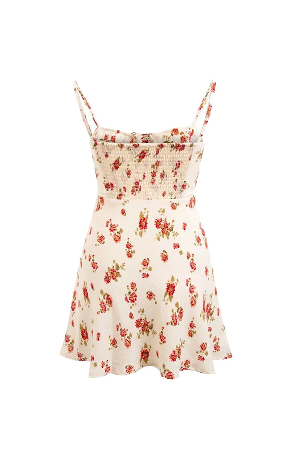 Black Coral Meave Floral Mini Dress Beige