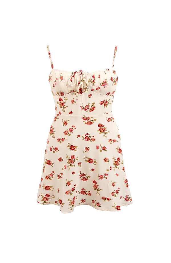 black coral Meave Floral Mini Dress Beige