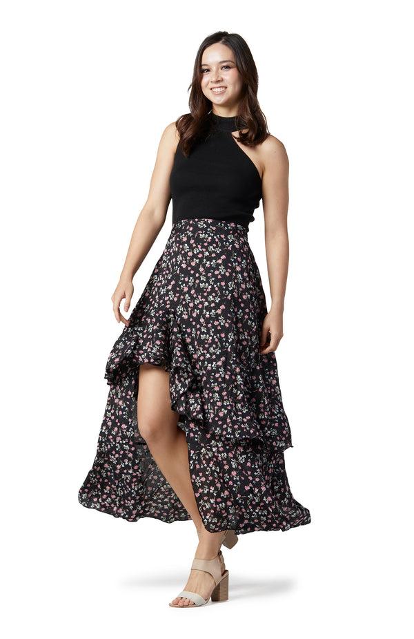 black coral Quebec Crop Knit Top