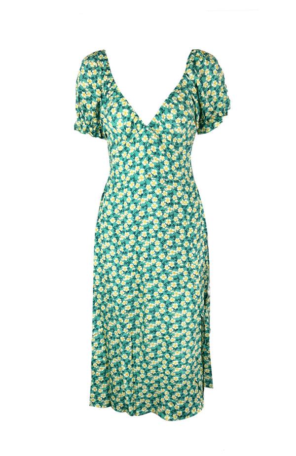 black coral Sencha Floral Midi Dress