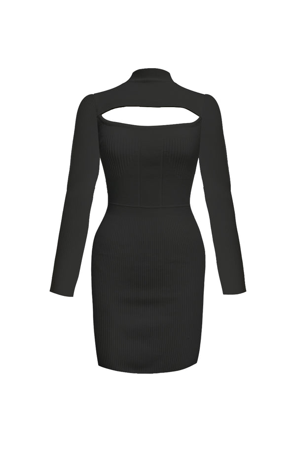 black coral Snow Angel Knit Dress Black