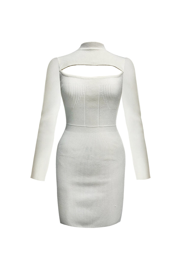 black coral Snow Angel Knit Dress White