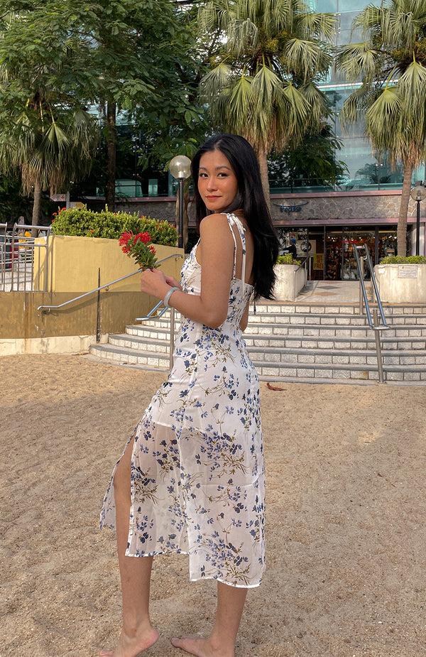 Black Coral Sweet As Sugar Floral Midi Dress