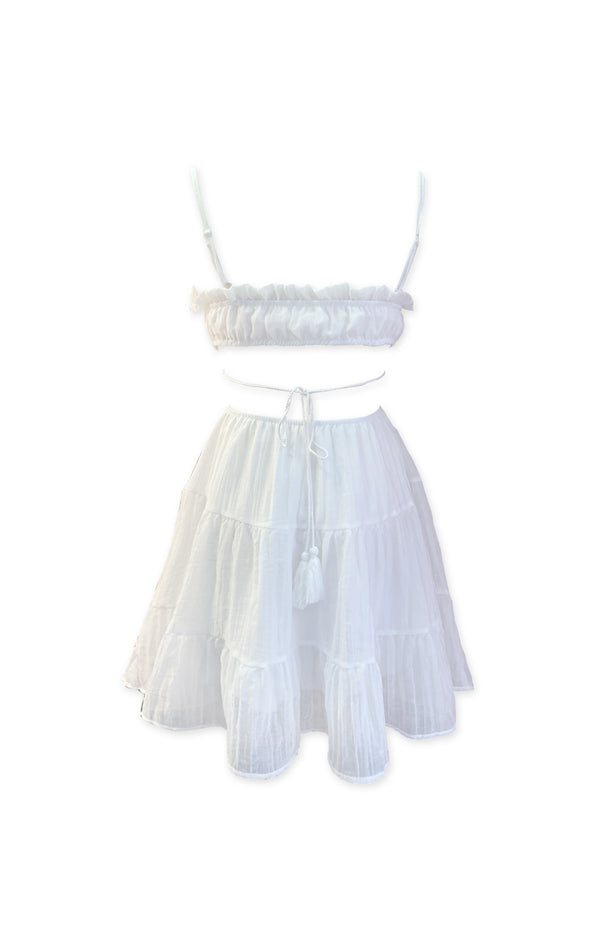 Black Coral White Goddess Mini Dress