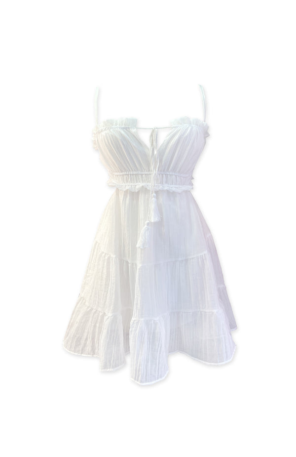 black coral White Goddess Mini Dress