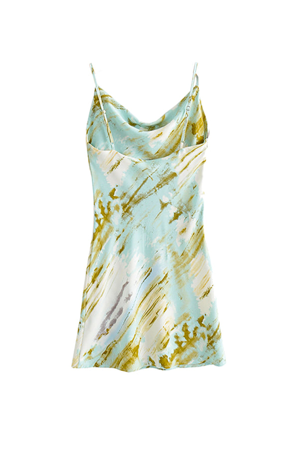 Black Coral Willow Tie Dye Mini Slip Dress