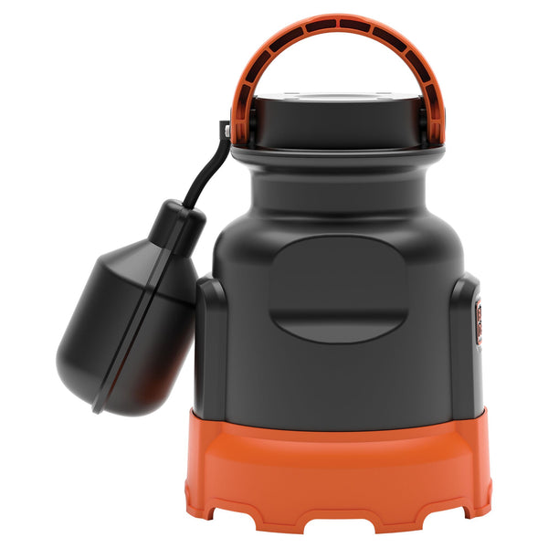Black Decker 1/4 HP Sump Pump-Fiberglass Reinforced Thermoplastic-Submersibe-Automatic-Tethered Swtich