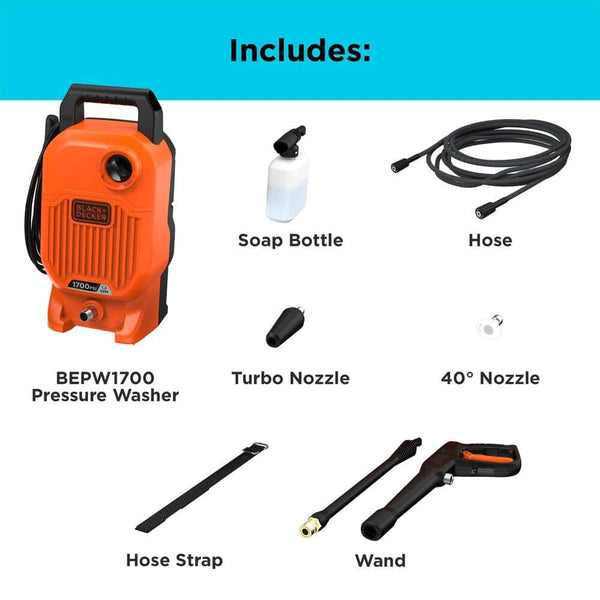 Black Decker 1 700 MAX Psi* 1.2 Gpm* Electric Cold Water Pressure Washer
