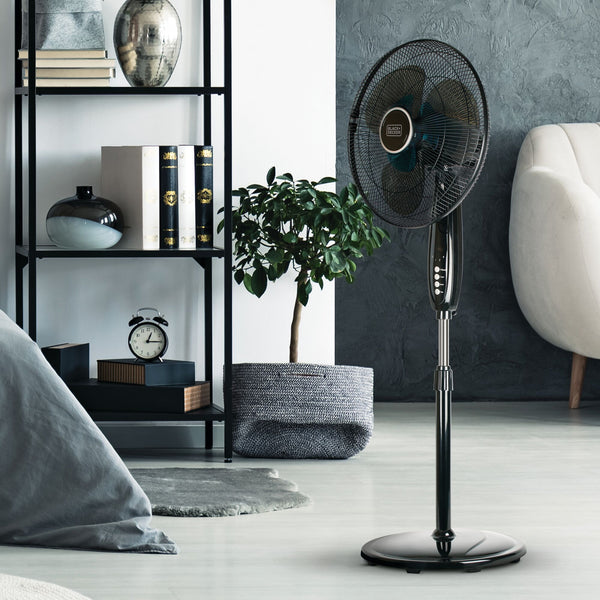Black Decker 16 In. Dual-Blade Stand Fan With Remote (Black)