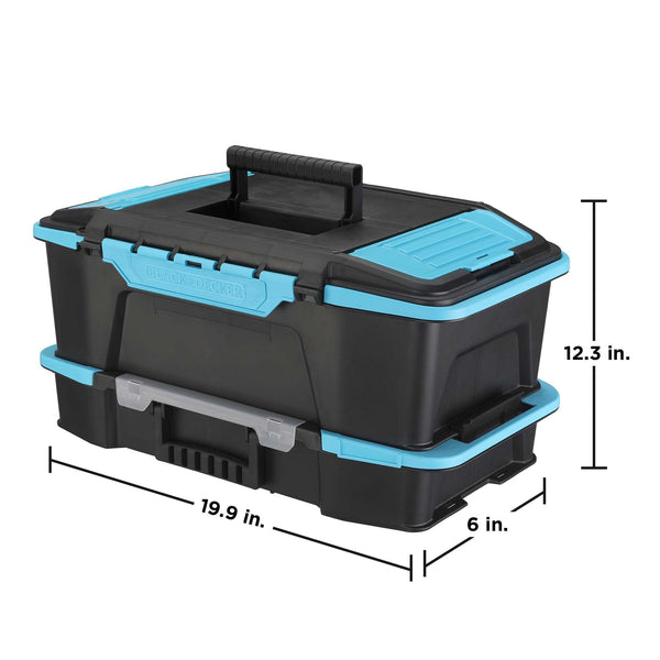 Black Decker 19in. 2in1 Stackable Storage Caddy And Organizer