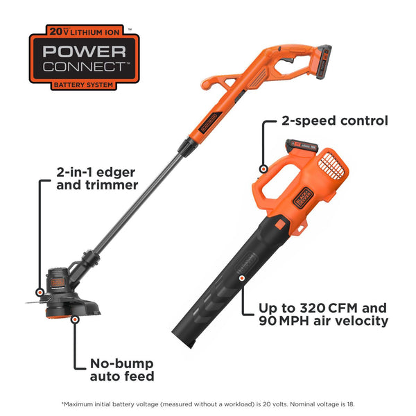 Black Decker 20V MAX*Axial Leaf Blower And String Trimmer Combo Kit