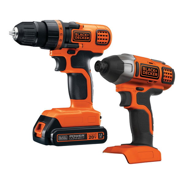 Black Decker 20V MAX* Cordless Drill And Impact Driver Power Tool Combo Kit With Battery And Charger