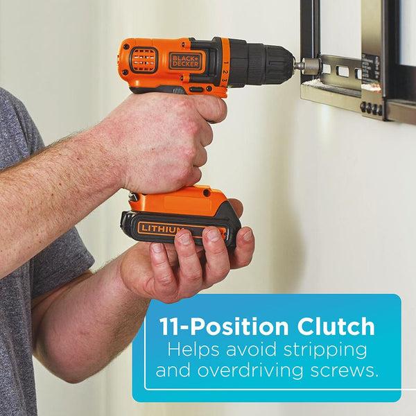 Black Decker 20V MAX* Cordless Drill And Impact Driver Power Tool Combo Kit With Battery And Charger