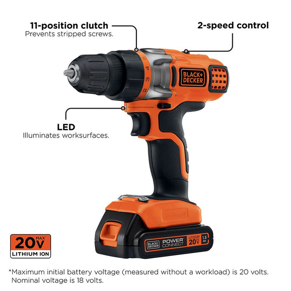 Black Decker 20V MAX* Cordless Drill/Driver Variable Speed