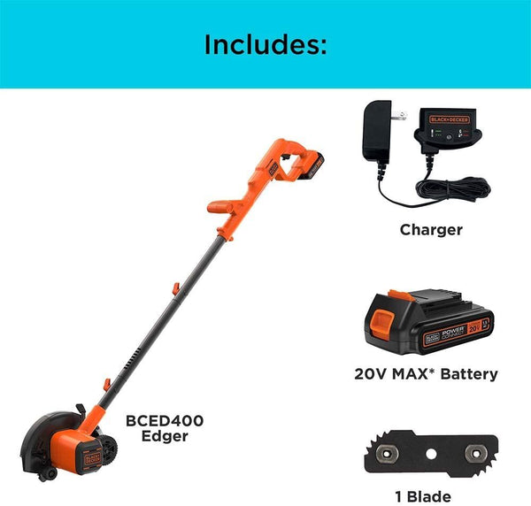 Black Decker 20V MAX* Cordless Edger Kit 1.5 Ah Battery 7 1/2" Blade