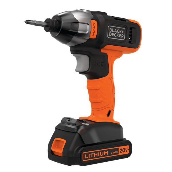 Black Decker 20V MAX* Cordless Impact Driver With Charger And Fastening Bit