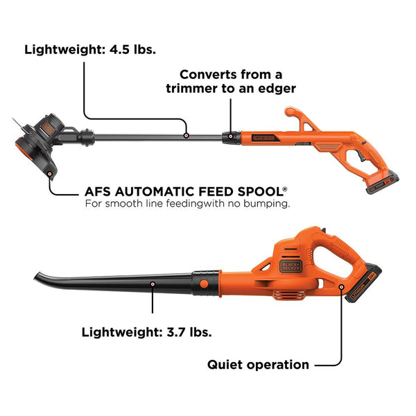 Black Decker 20V MAX* Lithium 10 In. String Trimmer/Edger + Hard Surface Sweeper Combo Kit
