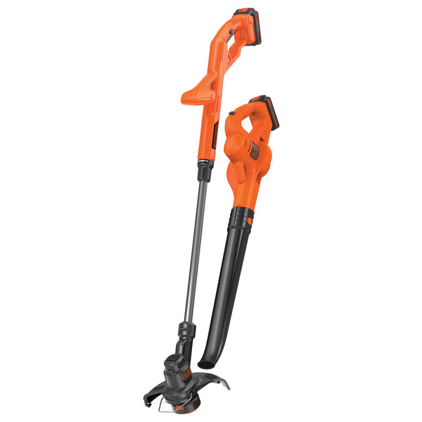 Black Decker 20V MAX* Lithium 10 In. String Trimmer/Edger Hard Surface Sweeper + 2 Battery Combo Kit