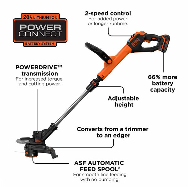 Black Decker 20V MAX* Lithium 12 In. 2-Speed String Trimmer/Edger