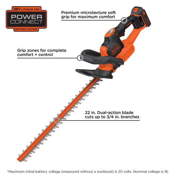 Black Decker 20V MAX*Lithium 22 In. POWERCUT Hedge Trimmer
