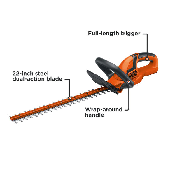 Black Decker 20V MAX* Lithium 22 Inch Hedge Trimmer - Battery And Charger Not Included