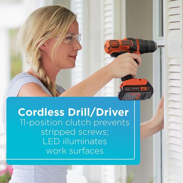 Black Decker 20V MAX* Lithium Ion 4 Tool Combo Kit: Drill/Driver Circular Saw Reciprocating Saw And Work Light