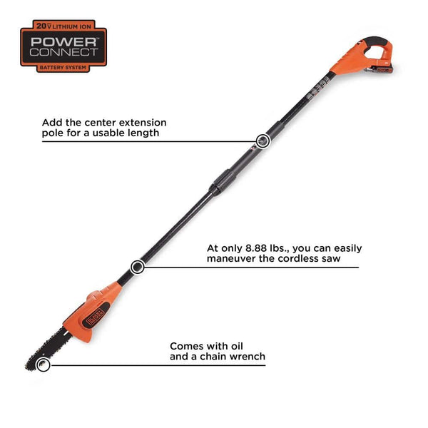 Black Decker 20V MAX* Lithium Pole Pruning Saw - Battery And Charger Not Included