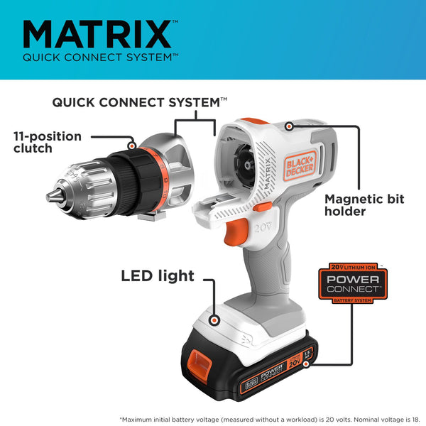 Black Decker 20V MAX* MATRIX™ Cordless Combo Kit 6-Tool White And Orange
