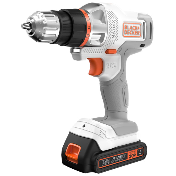 Black Decker 20V MAX* MATRIX™ Cordless Drill/Driver Kit White