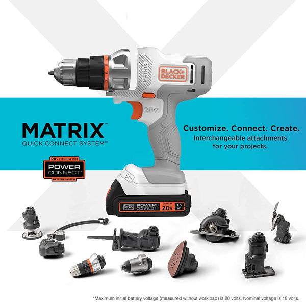 Black Decker 20V MAX* MATRIX™ Cordless Drill/Driver Kit White