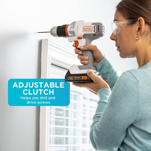 Black Decker 20V MAX* MATRIX™ Cordless Drill/Driver Kit White