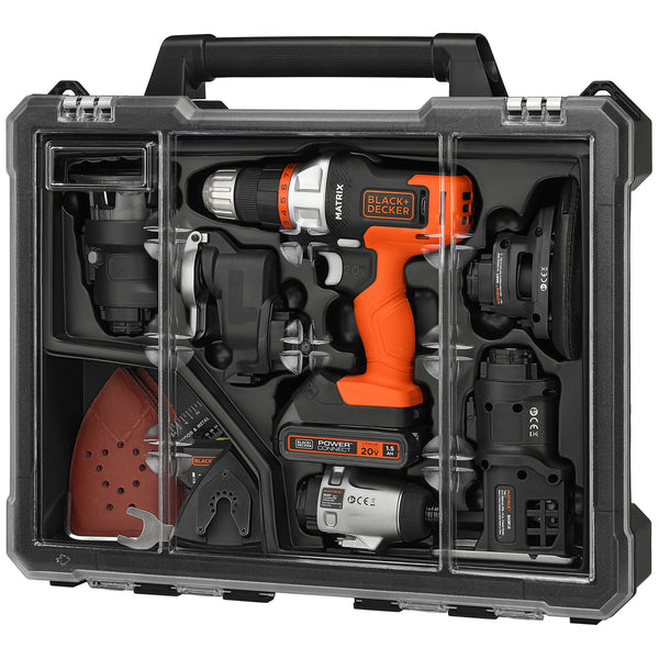 Black Decker 20V MAX* MATRIX™ Drill Power Tool Combo Kit 6-Tool Set Cordless Tool Set