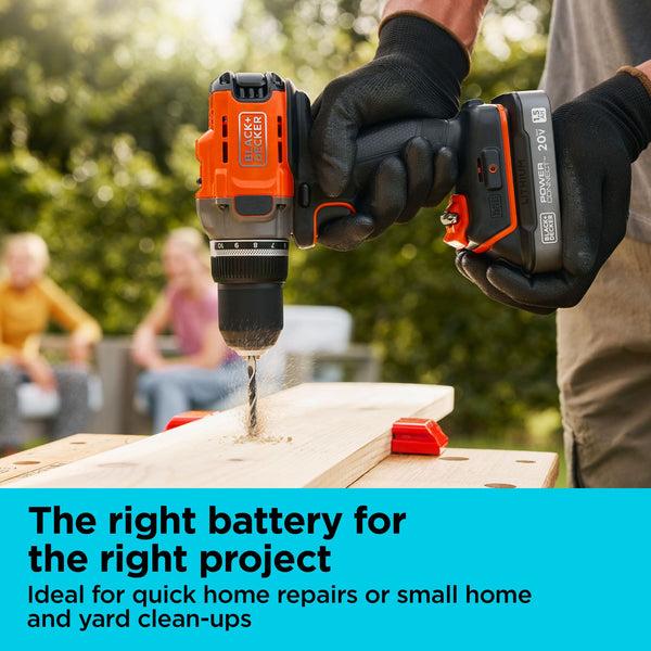 Black Decker 20V MAX* POWERCONNECT™ 1.5 Ah Battery With State Of Charge Indicator Light And Charger Combo
