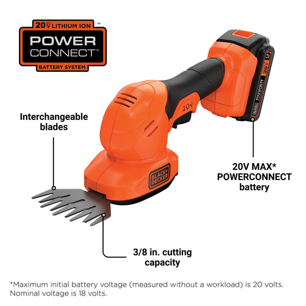 Black Decker 20V MAX* POWERCONNECT™ 3/8 In. Cordless Shear Shrubber Kit
