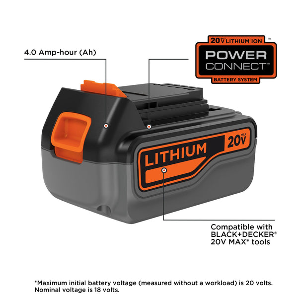 Black Decker 20V MAX* POWERCONNECT™ 4.0 Ah Battery