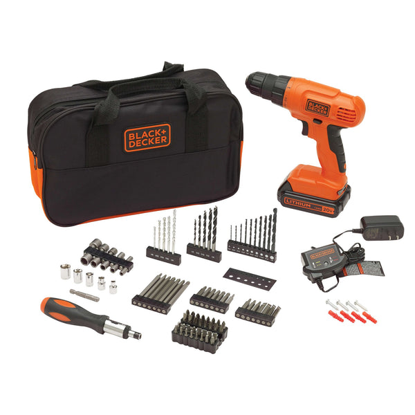 black decker 20V MAX* POWERCONNECT™ Cordless Drill Kit + 100 pc. Kit