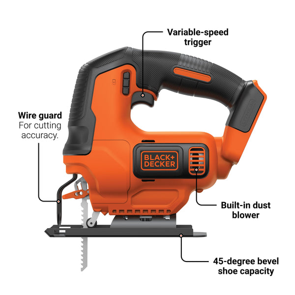 Black Decker 20V MAX* POWERCONNECT™ Cordless Variable Speed Jigsaw (Tool Only)