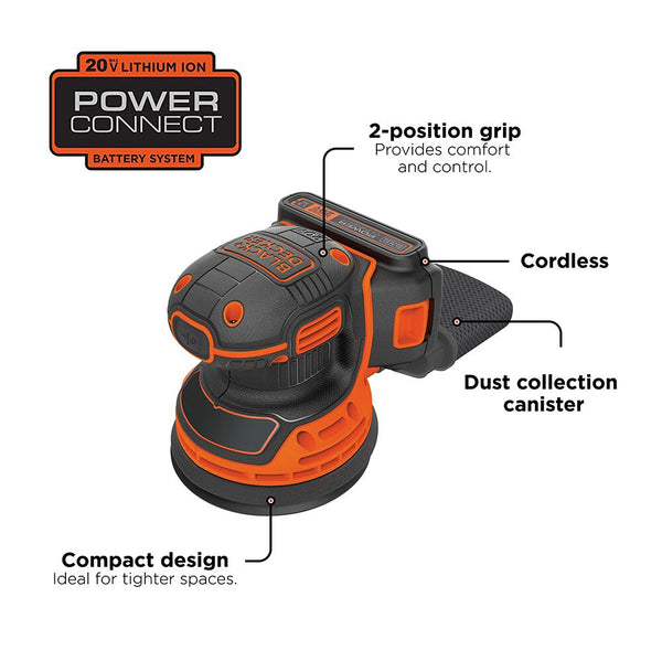 Black Decker 20V MAX* Random Orbital Sander Cordless