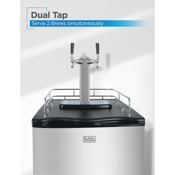 Black Decker 21.1 In. 6.1 Cu. Ft. Dual Tap Beer Kegerator In Stainless Steel
