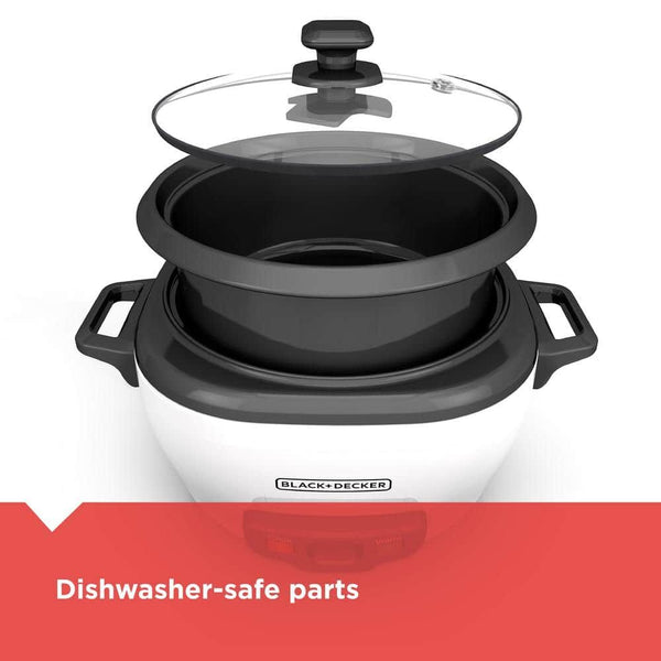 Black Decker 3-Cup Electric Rice Cooker With Keep-Warm Function White