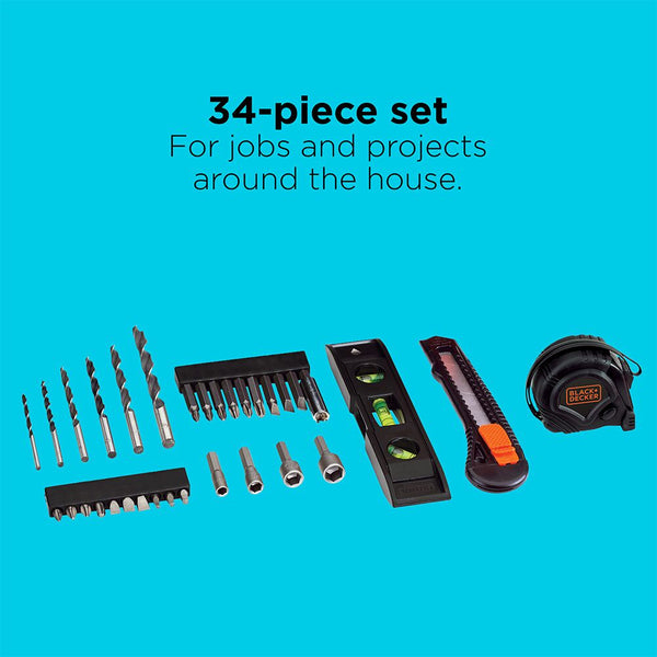 Black Decker 35 Pc. 20V MAX* Cordless Drill/Driver Project Kit