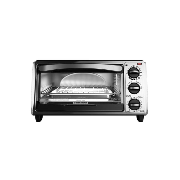 black decker 4-Slice Convection Oven; Stainless Steel; Curved Interior fits a 9 inch Pizza