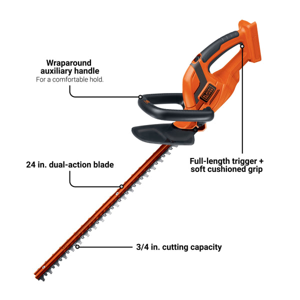 Black Decker 40V MAX* Lithium 24 Inch Hedge Trimmer - Battery And Charger Not Included